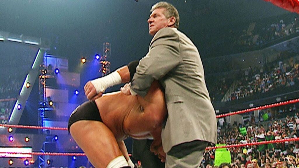 Vince McMahon pedigrees Triple H
